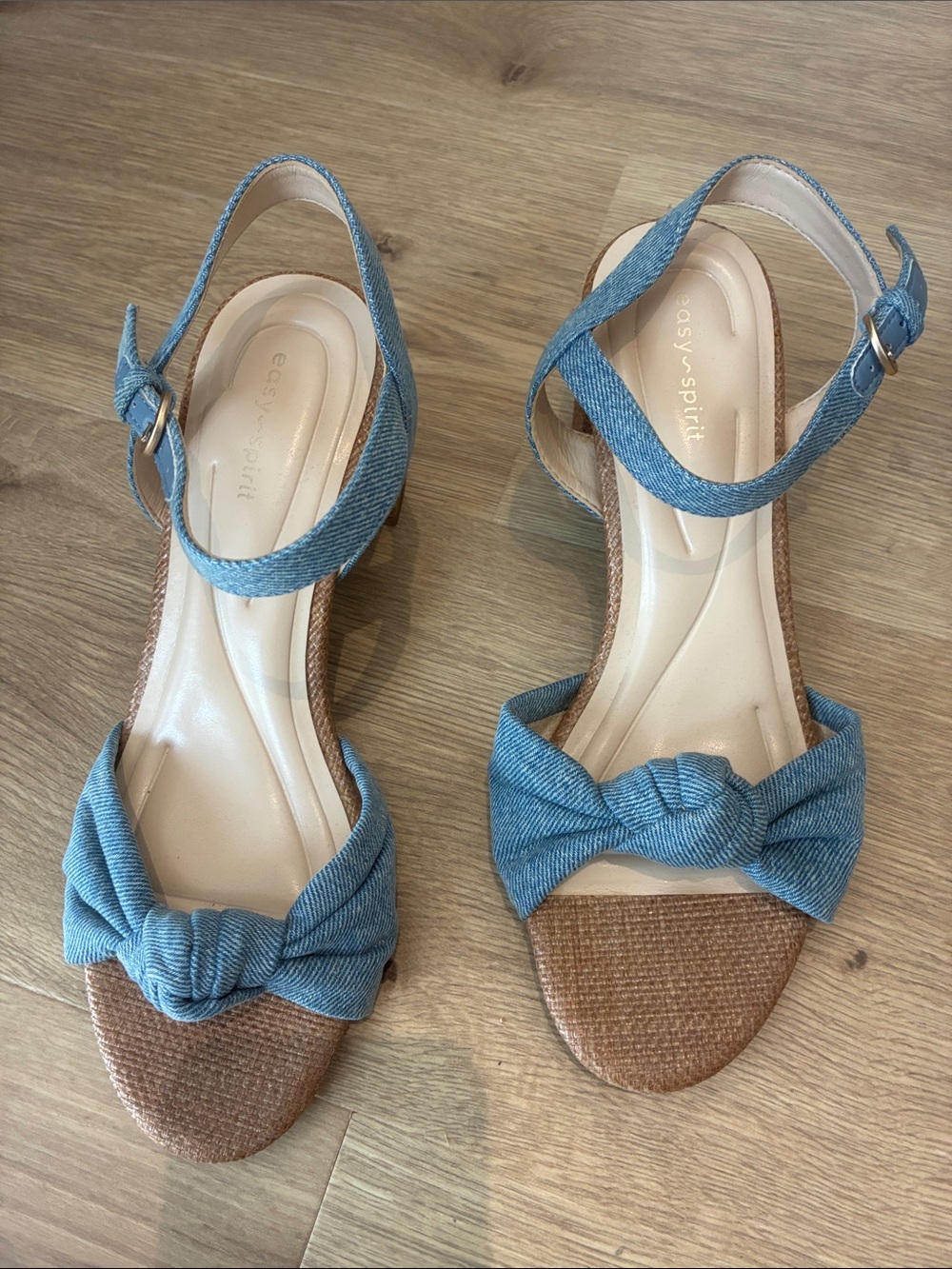 Easy Spirit Blue Knot-Front Ankle-Strap Sandals